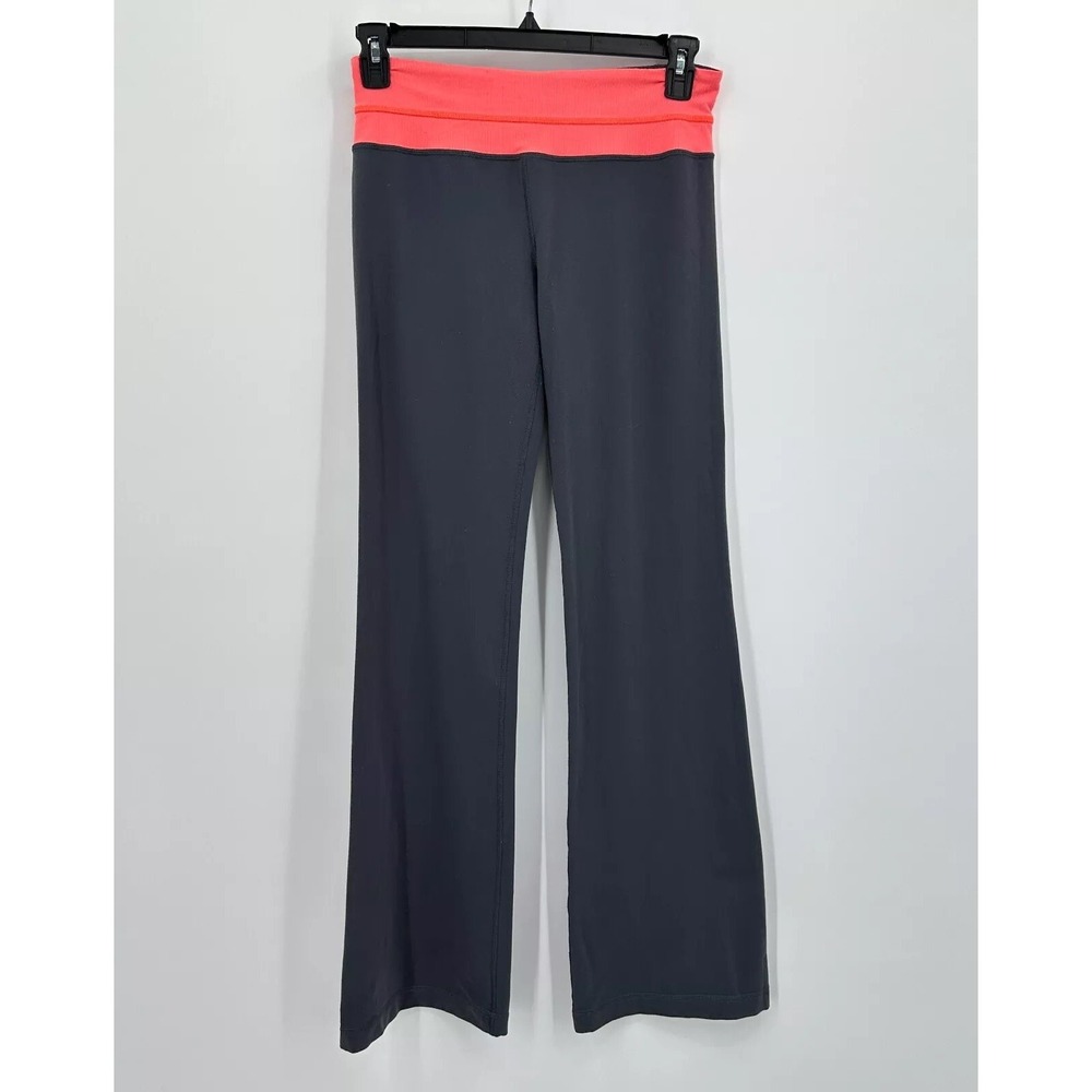Lululemon Flare Foldover Pants Womens 6 Gray Activewear Y2K Inspired Gym Wear